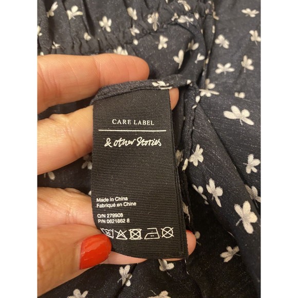 &Other Stories Printed Wrap Dress Viscose Size US 6 Eur 38 S M Black & White - Picture 11 of 13